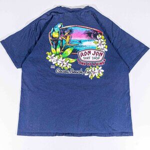Ron Jon Cocoa Beach Pocket Shirt XXL Sun Faded Distressed Surf Tee 2XL Navy